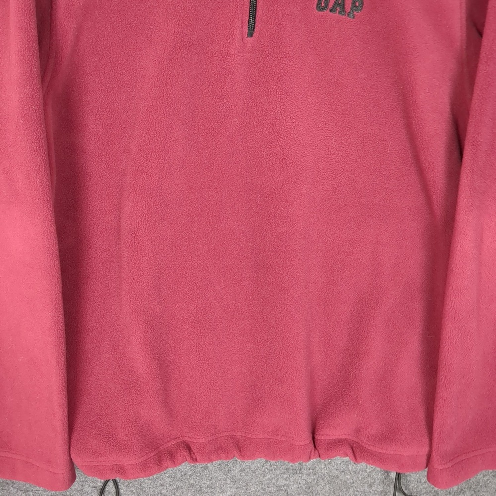 GAP Mens Fleece Pullover‎ 1/4 Zip Mock Neck Maroon Burgundy Size L Embroidered - Picture 5 of 11